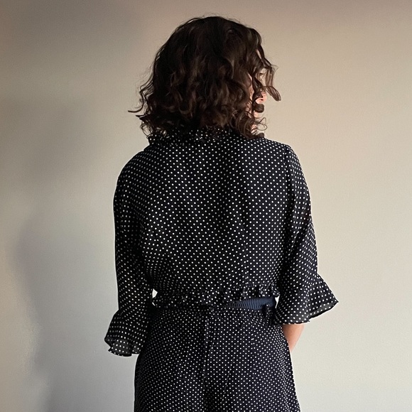 Navy & White Polka Dot Tie Top - Picture 3 of 6